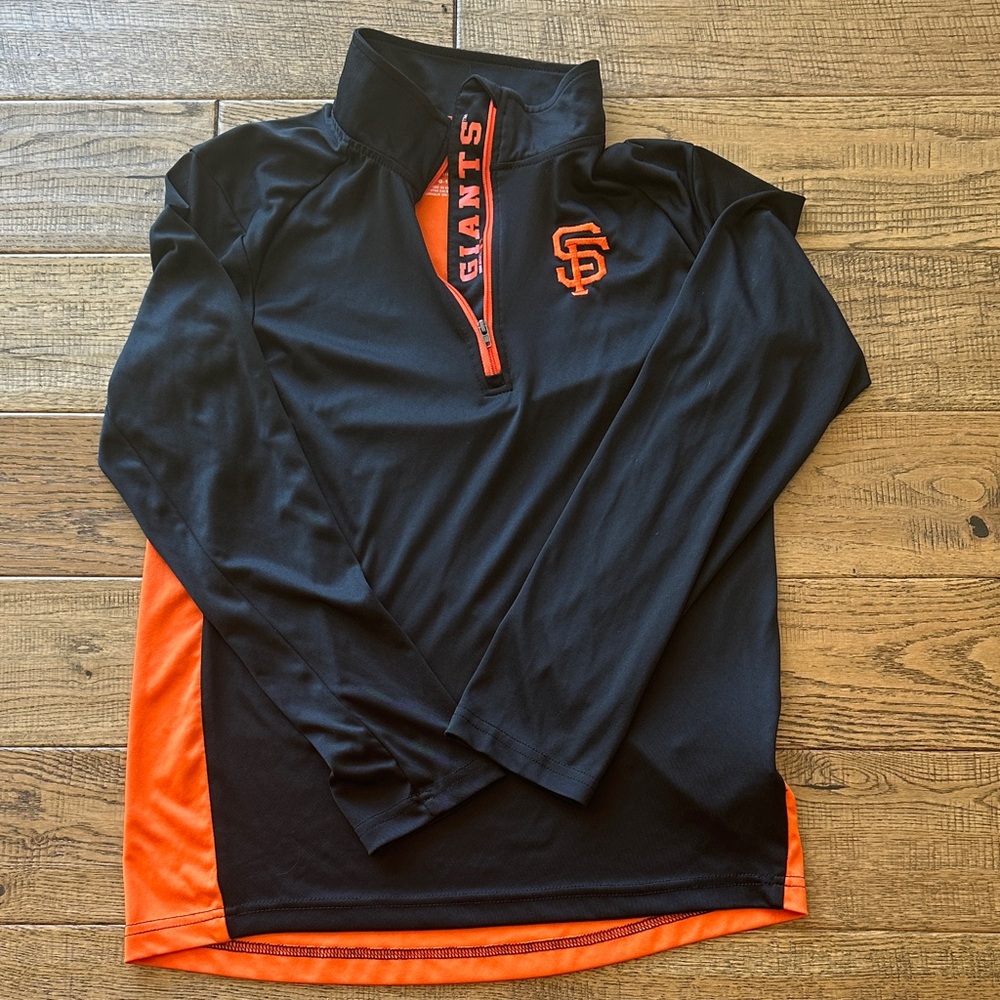 Kids Giants Black and Orange Quarter-Zip Jersey